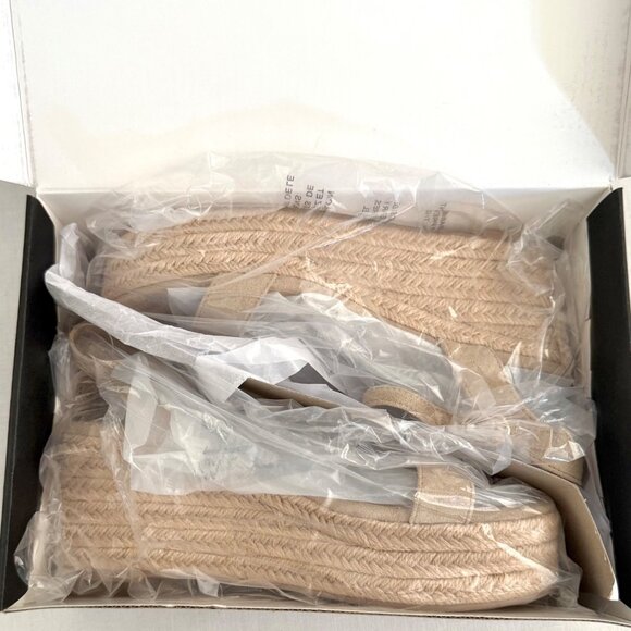 Banana Republic Platform Espadrille Sandals Size 8 Bone Faux Suede Resortwear - Picture 12 of 16